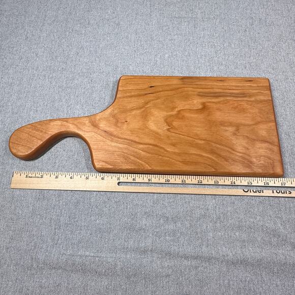 Handcrafted Cutting Board Curved Handle Made from Cherry Hardwood Rustic Kitchen - Picture 5 of 5